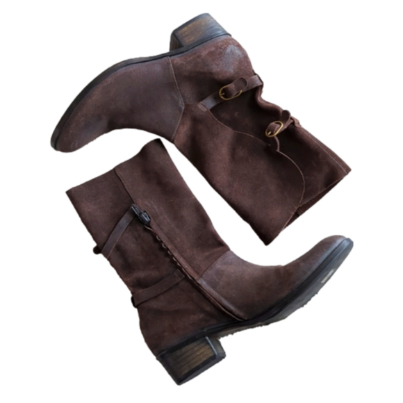 COCLICO Shoes - Coclico Mid Calf Brown Supple Suede Leather Trucker Boot Spain Size 6.5